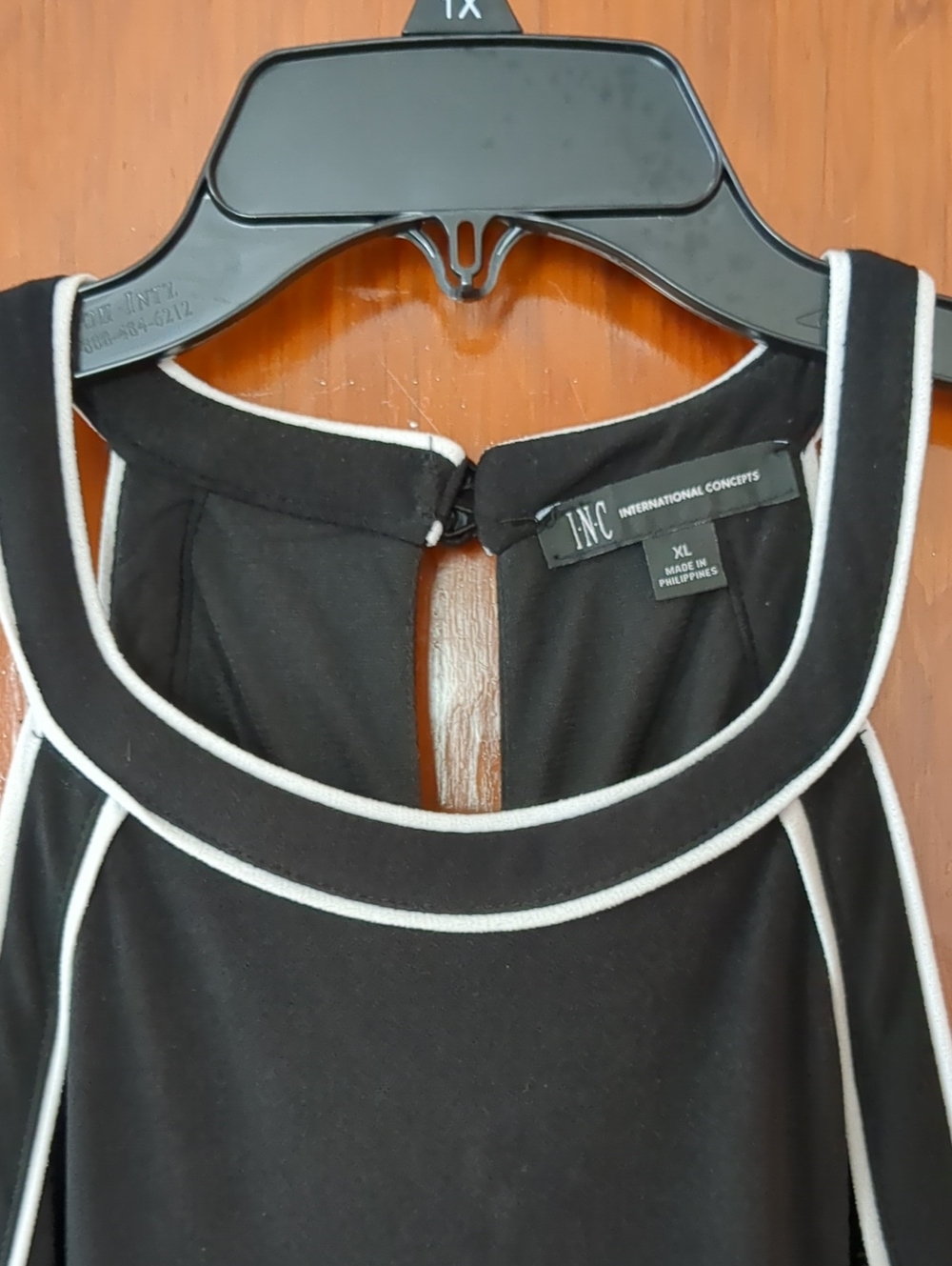 INC International Concepts Black Jumpsuit with White Piping Trim